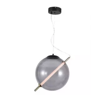 Cara 20cm kūpināta stikla piekaramā lampa ar melnu metāla rāmi, E27, regulējama
