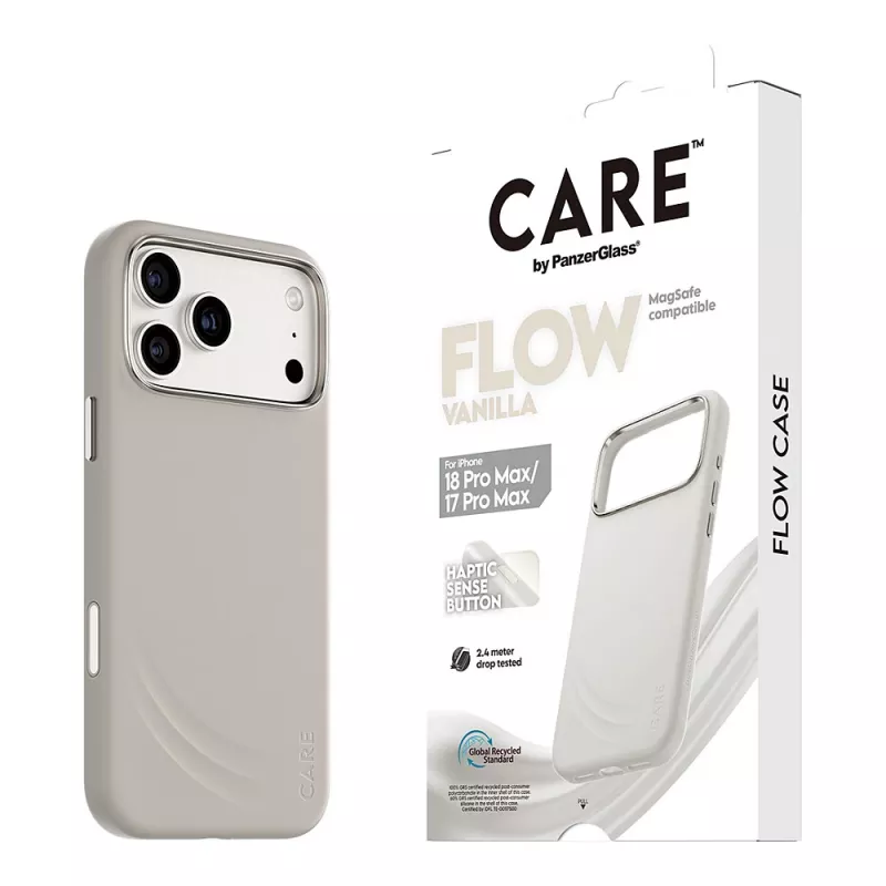CARE by PanzerGlass Flow Case vaniļas krāsā ar MagSafe iPhone 17 Pro Max