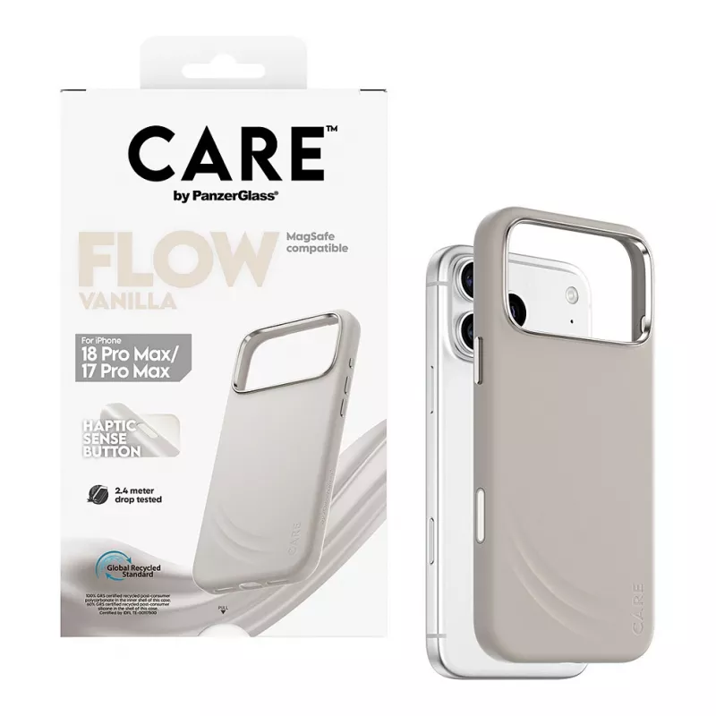 CARE by PanzerGlass Flow Case vaniļas krāsā ar MagSafe iPhone 17 Pro Max