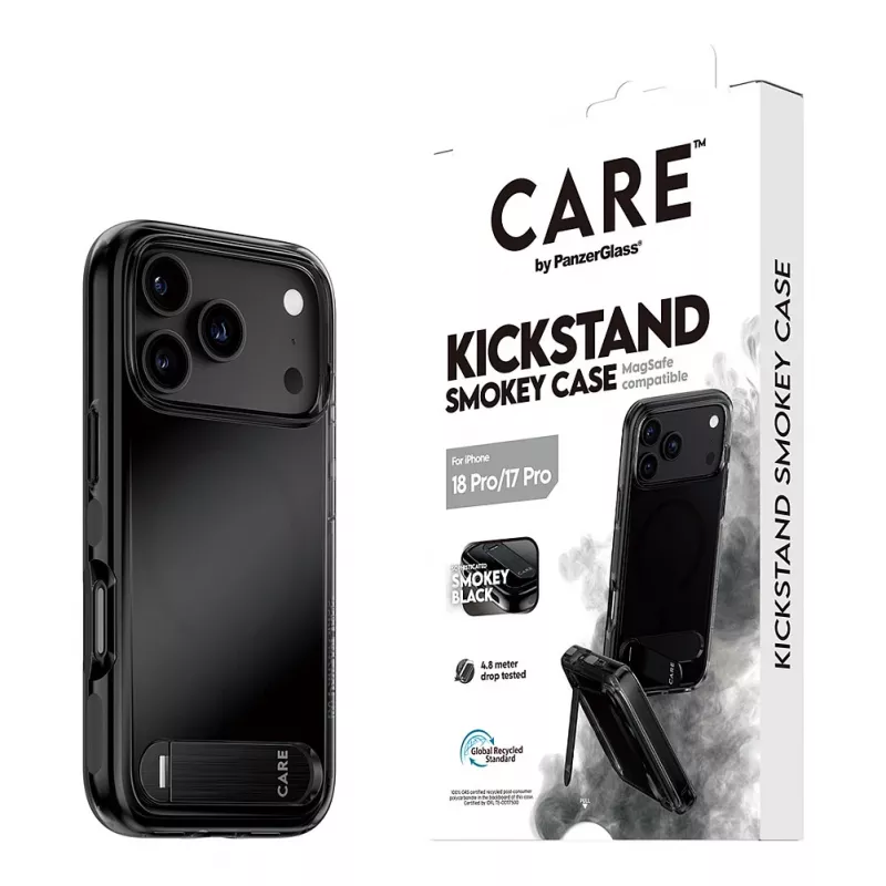 CARE by PanzerGlass Kickstand vāciņš Smokey Black MagSafe iPhone 17 Pro