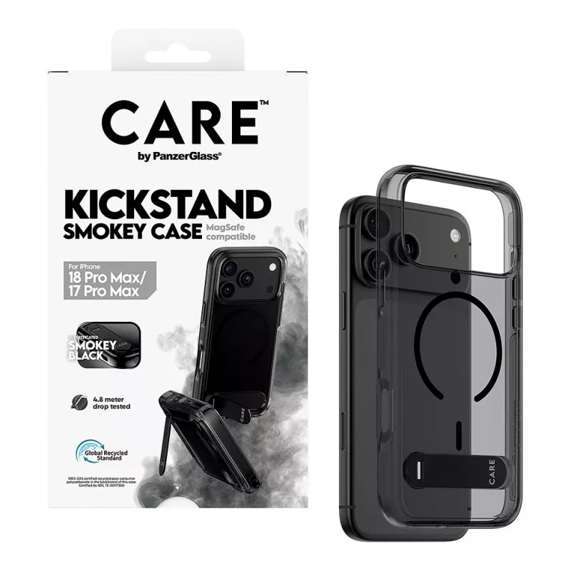 CARE by PanzerGlass Kickstand vāciņš Smokey ar melnu MagSafe iPhone 17 Pro Max