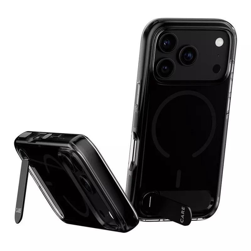 CARE by PanzerGlass Kickstand vāciņš Smokey ar melnu MagSafe iPhone 17 Pro Max