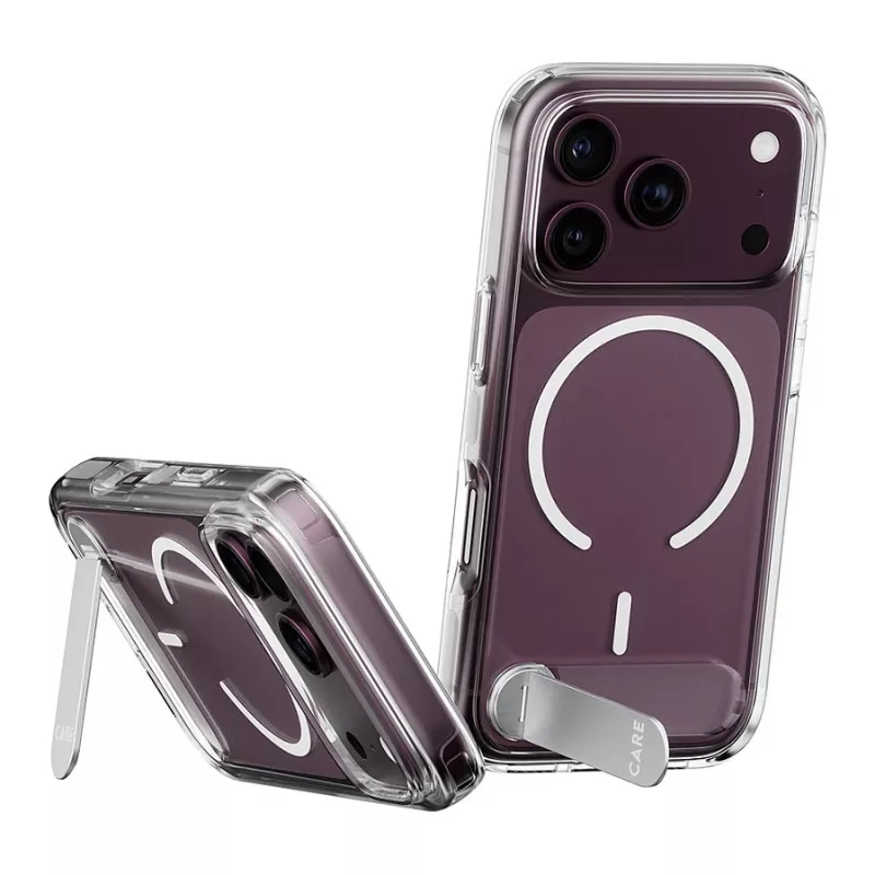 CARE by PanzerGlass Kickstand vāciņš caurspīdīgs ar baltu MagSafe iPhone 17 Pro