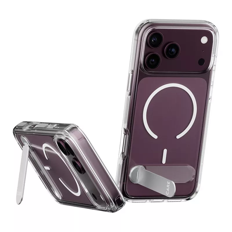CARE by PanzerGlass Kickstand vāciņš caurspīdīgs ar baltu MagSafe iPhone 17 Pro Max