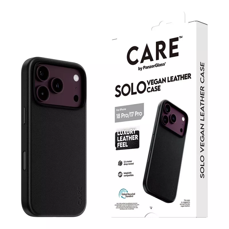 CARE by PanzerGlass Solo vegānas ādas apvalks melns ar MagSafe iPhone 17 Pro