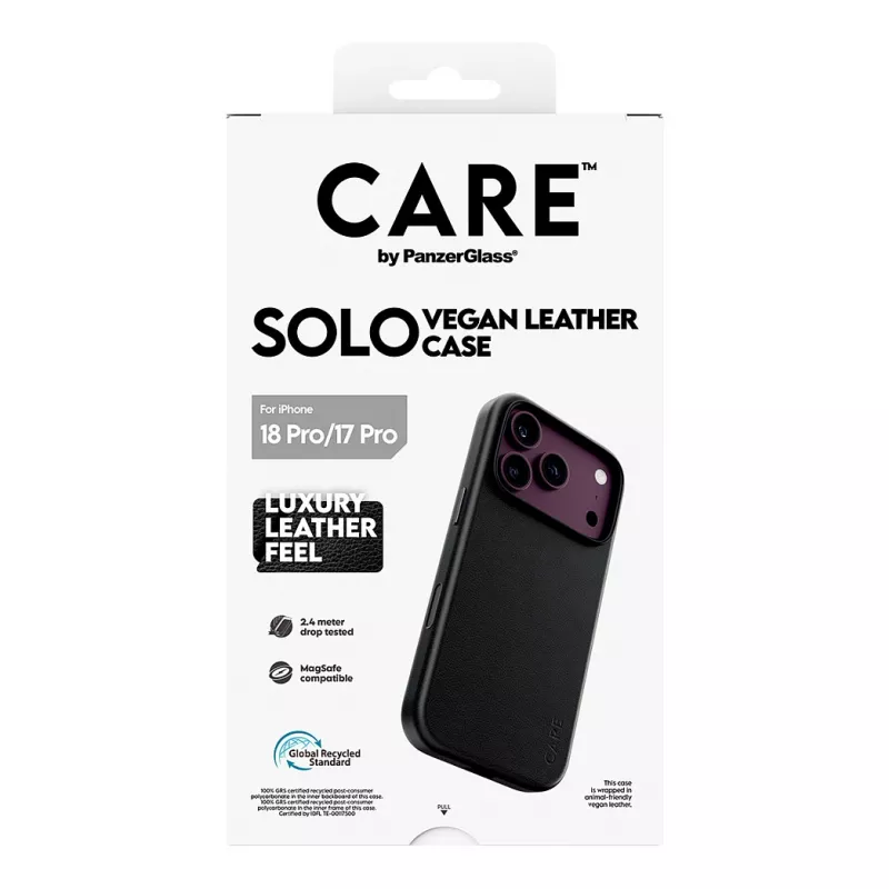 CARE by PanzerGlass Solo vegānas ādas apvalks melns ar MagSafe iPhone 17 Pro