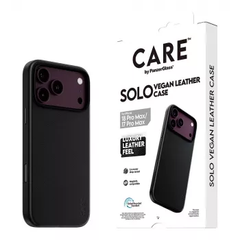 CARE by PanzerGlass Solo vegānas ādas apvalks ar MagSafe iPhone 17 Pro Max - melns