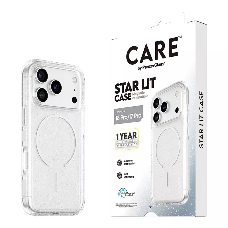 CARE by PanzerGlass Star Lit apvalks ar MagSafe iPhone 17 Pro - caurspīdīgs