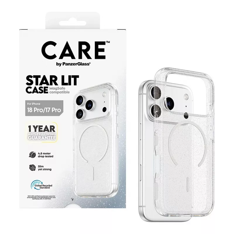 CARE by PanzerGlass Star Lit apvalks ar MagSafe iPhone 17 Pro - caurspīdīgs