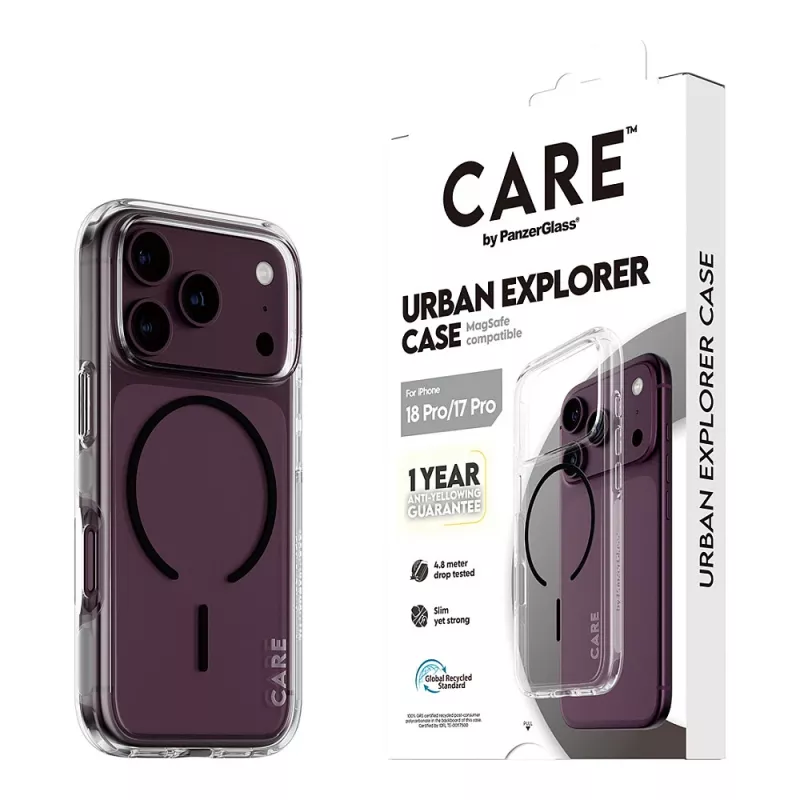 CARE by PanzerGlass Urban Explorer apvalks caurspīdīgs ar melnu MagSafe iPhone 17 Pro