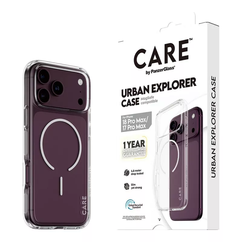 CARE by PanzerGlass Urban Explorer apvalks caurspīdīgs ar baltu MagSafe iPhone 17 Pro Max
