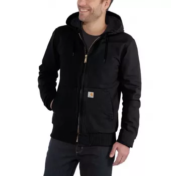 Carhartt Duck Active jaka melna - vīriešu darba jaka ar stepētu oderi
