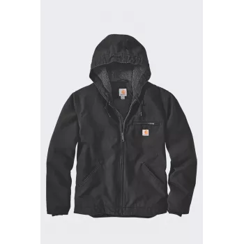 Carhartt vīriešu mazgāta pīļu auduma jaka ar šerpu oderi, melna, L izmērs