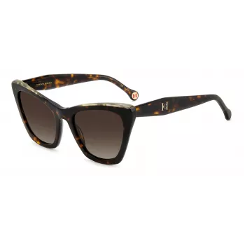 CAROLINA HERRERA Sieviešu saulesbrilles HER0129SC9K Havana Acetāts Kvadrātveida Kaķacs Brūns Gradients 55mm