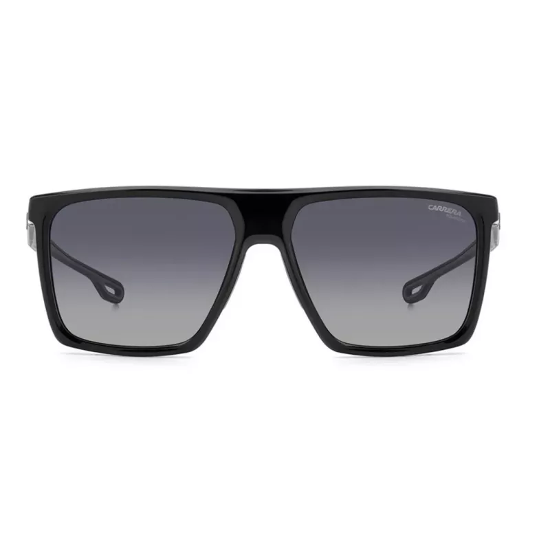 CARRERA 4019/S8 Taisnstūra saulesbrilles vīriešiem - Melns acetāta rāmis ar pelēkām polikarbonāta lēcām - 58/16/145 mm