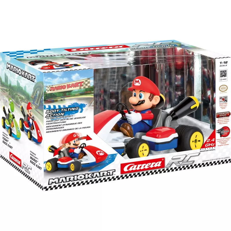 Carrera RC Mario Kart - Mario sacīkšu karts ar skaņu sarkans/zils, 1:16