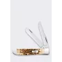 Case Mini Trapper SS Amber Bone nazis - 2 asmeņu salokāms kabatas nazis, Tru-Sharp nerūsējošais tērauds, īsts dzintara kaula rokturis, slipjoint, ASV