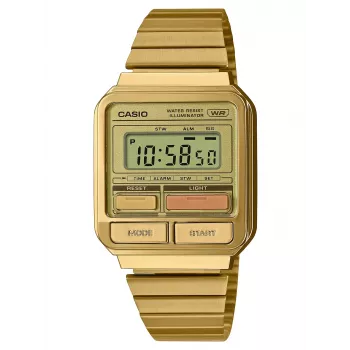 CASIO A120WEG-9AEF Sieviešu Vintage Digitālais Pulkstenis, 33.5 mm, Zelta Krāsā
