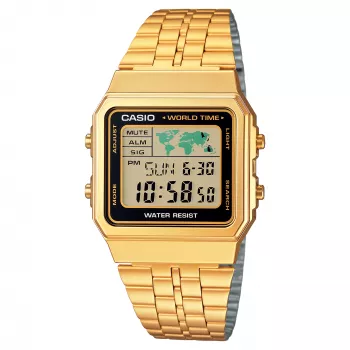 CASIO A500WGA-1 Vīriešu digitālais pulkstenis 39mm Zelta toņa nerūsējošais tērauds