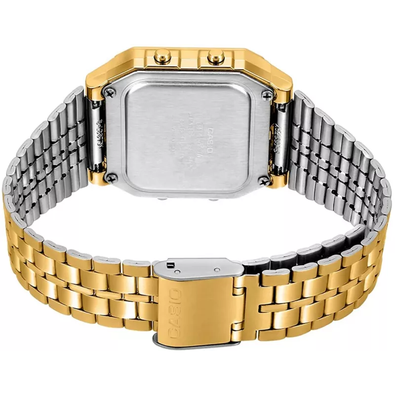 CASIO A500WGA-9 Vīriešu digitālais kvarca pulkstenis 39mm zelta krāsas nerūsējošais tērauds