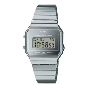 CASIO A700WEV-7A Unisex Digitālais Kvarca Pulkstenis Sudraba Nerūsējošais Tērauds 37.4mm