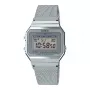 CASIO A700WM-7A Unisex Digitalais Pulkstenis - 37.4mm Sudraba Milānas Tīklojums