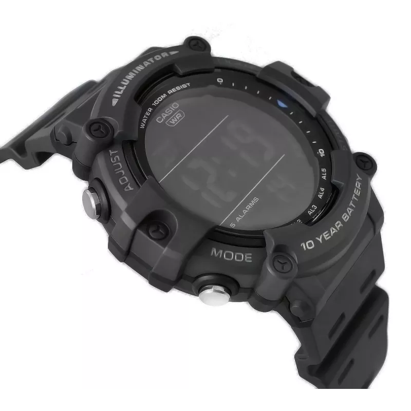 Casio AE-1500WH-8BVEF vīriešu digitālais pulkstenis – sveķu siksniņa, 100m ūdensizturīgs, pasaules laiks