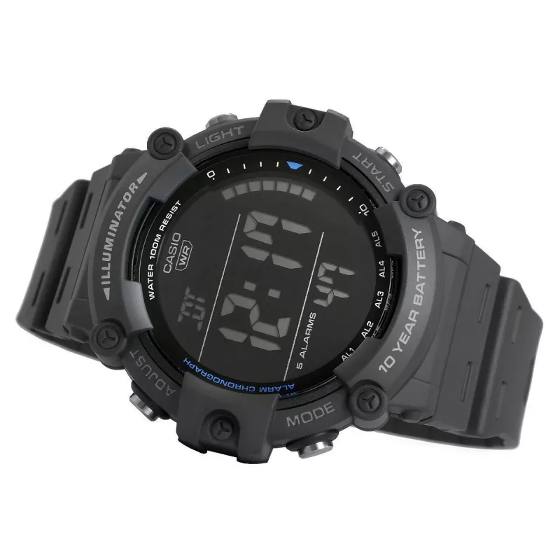 Casio AE-1500WH-8BVEF vīriešu digitālais pulkstenis – sveķu siksniņa, 100m ūdensizturīgs, pasaules laiks
