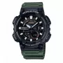 CASIO AEQ-110W-3A Vīriešu analog-digitālais pulkstenis, 52,2 mm, zaļa sveķu lente