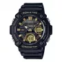 CASIO AEQ-120W-9A Vīriešu analog-digitālais pulkstenis, 53,3 mm, melns sveķu korpuss, melna sveķu siksniņa, zelta akcenti