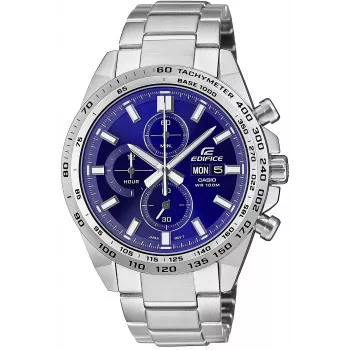CASIO Edifice EFR-574D-2AVUEF Vīriešu analogais kvarca pulkstenis, 42,3 mm, zils ciparnīca, nerūsējošā tērauda aproce