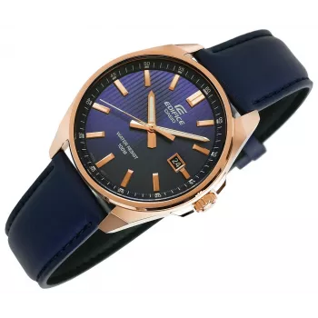 Casio Edifice EFV-150CL-2AVUEF vīriešu pulkstenis ar zilu ciparnīcu un brūnu ādas siksnu