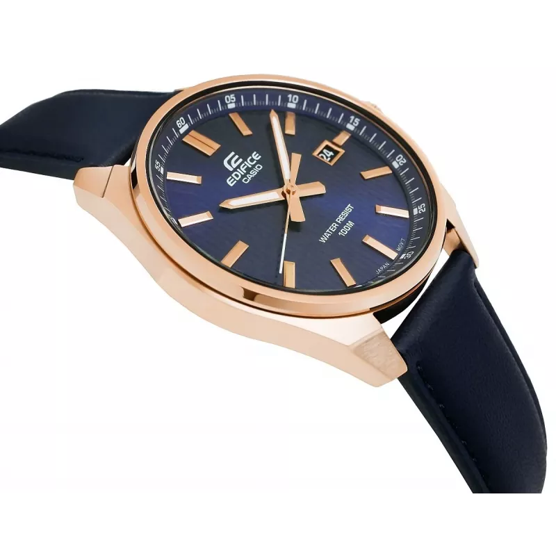 Casio Edifice EFV-150CL-2AVUEF vīriešu pulkstenis ar zilu ciparnīcu un brūnu ādas siksnu