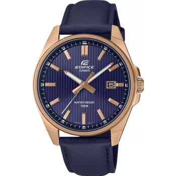 Casio Edifice EFV-150CL-2AVUEF vīriešu pulkstenis ar zilu ciparnīcu un brūnu ādas siksnu