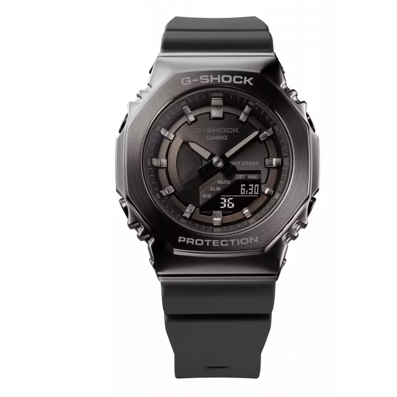 CASIO G-SHOCK GMS2100B8AER Sieviešu analogi-digitālais pulkstenis, 40,4 mm, pelēka sveķu josla