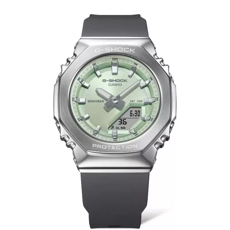 CASIO G-SHOCK Sieviešu GM-S2110-3AER Analogā-digitālā rokas pulkstenis 42,9mm Zaļš sveķi/nerūsējošais tērauds