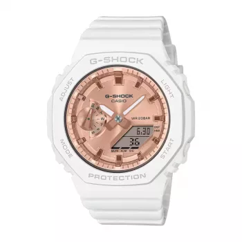 CASIO GMA-S2100MD-7AE Sieviešu analogi-digitālais kvarca pulkstenis, 46,2 mm, balta sveķu siksniņa