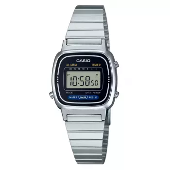 CASIO LA-670WD-1DF Sieviešu digitālais pulkstenis Sudraba nerūsējošais tērauds 24mm