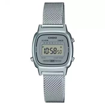 CASIO LA670WEM-7DF Sieviešu digitālais sudraba pulkstenis 30.3mm