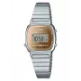 CASIO LA670WES-4AEF Sieviešu digitālais pulkstenis - rozā zelta ciparnīca, sudraba korpuss un aproce, 24 mm