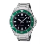 Casio MDV-107D-3AVEF Vīriešu analogais kvarca pulkstenis ar zaļu ciparnīcu un nerūsējošā tērauda aproci, 200m ūdensizturība
