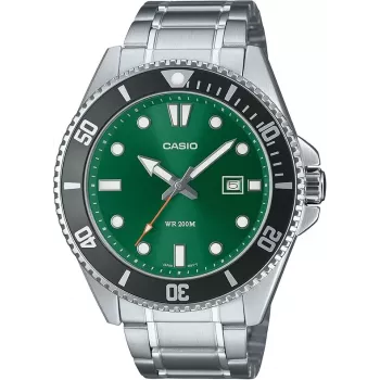 CASIO MDV107D3A2VDF Vīriešu analogais kvarca pulkstenis, 42mm nerūsējošais tērauds, zaļš ciparnīca, 200m ūdensizturība