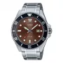 CASIO MDV107D5AVDF Vīriešu analogais kvarca pulkstenis, 42 mm, brūns ciparnīca, sudraba nerūsējošā tērauda aproce
