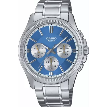 Casio vīriešu analogais kvarca pulkstenis MTP1375PD2A2V zils ciparnīca nerūsējošais tērauds 43.8mm