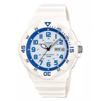 CASIO MRW-200HC-7B2 Unisex Analogais Kvarca Pulkstenis ar Melnu Sveķu Siksniņu, Baltu Ciparnīcu, 44,6 mm Korpuss