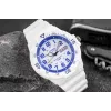 CASIO MRW200HC7B2VD Vīriešu analogais kvarca pulkstenis ar datuma un dienas rādījumu, 100m ūdensizturība, sveķu josla, balts ciparnīca, zils/sarkans rāmis