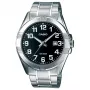 CASIO MTP-1308D-1B Vīriešu analogais kvarca pulkstenis, nerūsējošais tērauds, 43,5 mm, melns ciparnīca, datuma displejs