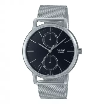 CASIO MTP-B310M-1AVEF Unisex Analogais kvarca pulkstenis, nerūsējošā tērauda sieta aproce, 50m ūdensizturība