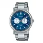 CASIO MTP-E335D-2E1VD Vīriešu analogais kvarca pulkstenis, zils ciparnīca, nerūsējošā tērauda aproce, 47,6 mm