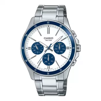 CASIO MTP1374D7A2VD Vīriešu analogais kvarca pulkstenis 47mm Nerūsējošais tērauds